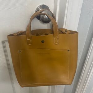 Portland Leather Mini Crossbody Tote Bag in Mango. NEW
